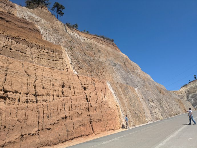 A road outcrop with a big fault